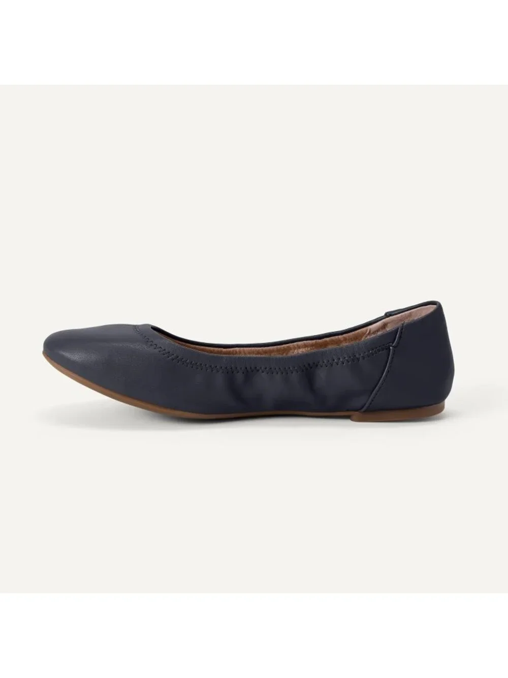 Amazon Essentials Women's Navy Faux Leather Synthetic Comfortable Slip On Flats